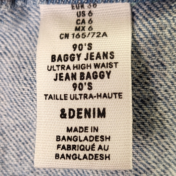 H&M | & Denim 90's Baggy Jeans Distressed Ultra High Rise Jeans size 6 - Picture 8 of 12